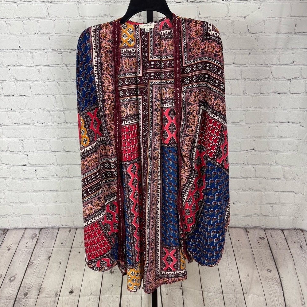 Umgee Boho Multicolored Open Front Kimono Size Me… - image 1